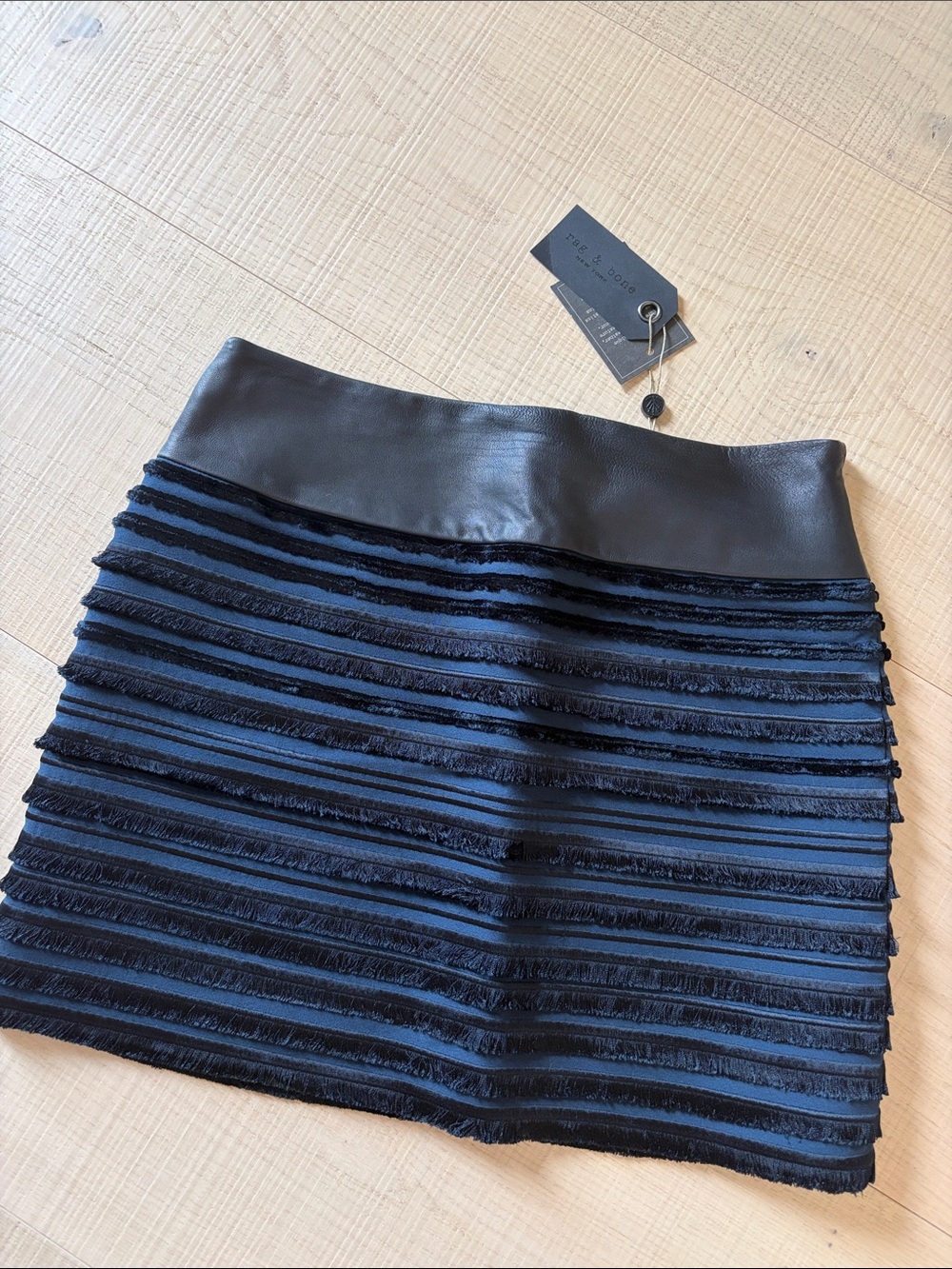NWT ✨Rag & Bone lambskin leather and fringe mini skirt
